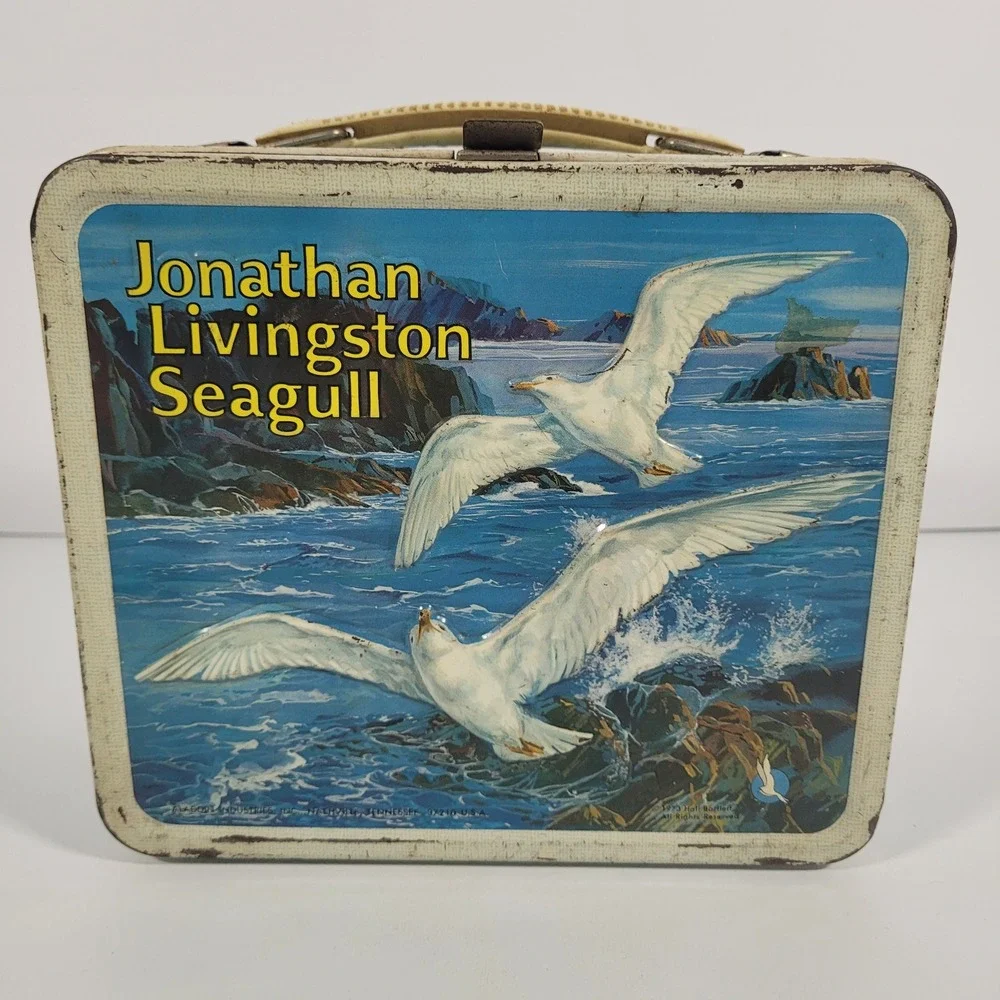 Vintage 1973 Jonathan Livingston Seagull Metal Lunch Box with Thermos Aladdin